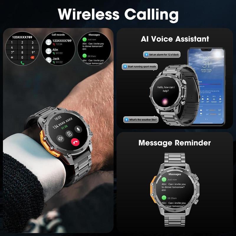 1.52'' HD Men's Smartwatch - Calls, Music Control, Sports Modes - IP68 Waterproof - T'S Amazing Goods