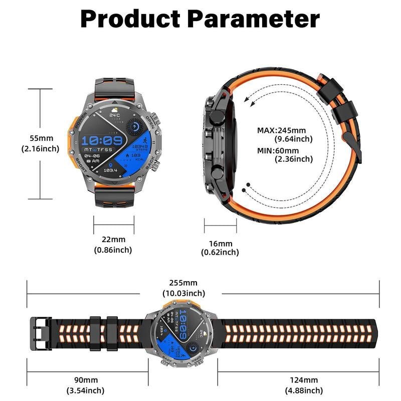 1.52'' HD Men's Smartwatch - Calls, Music Control, Sports Modes - IP68 Waterproof - T'S Amazing Goods