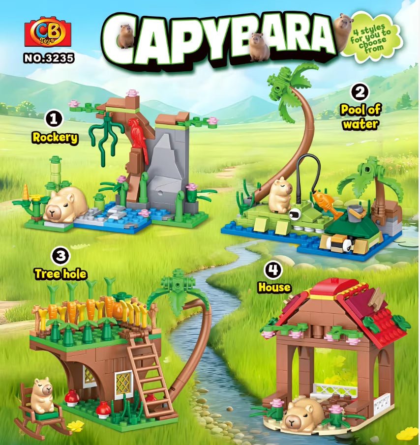 2026 MOC Farm Capybara Doll Building Blocks - Educational Cartoon Figure for Kids Birthday Gifts - Raggs 2 Riches