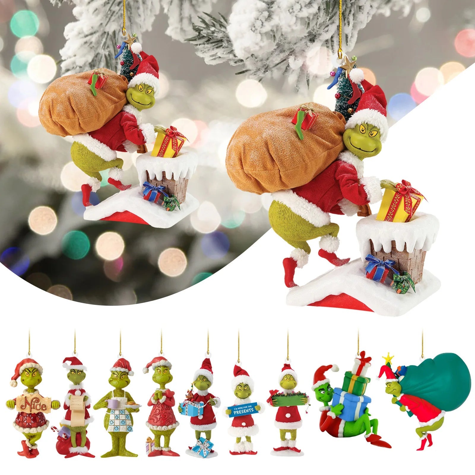 20Pcs Grinch Acrylic Christmas Tree Ornaments - Raggs 2 Riches
