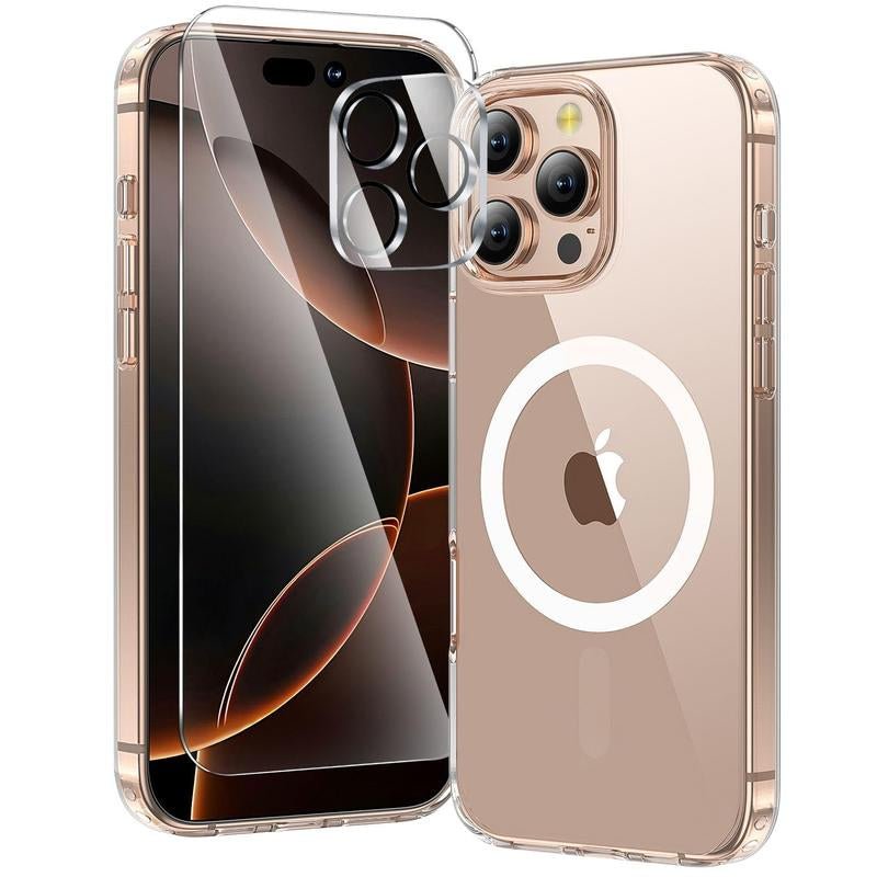 3 in 1 for Iphone 17 Pro Max Case Clear,Fits Magsafe, Not Yellowing, Screen Protector*1 Camera Lens Protector*1, Military - Grade Protection for Phone Cover 6.9 Inch, Black Friday - Raggs 2 Riches