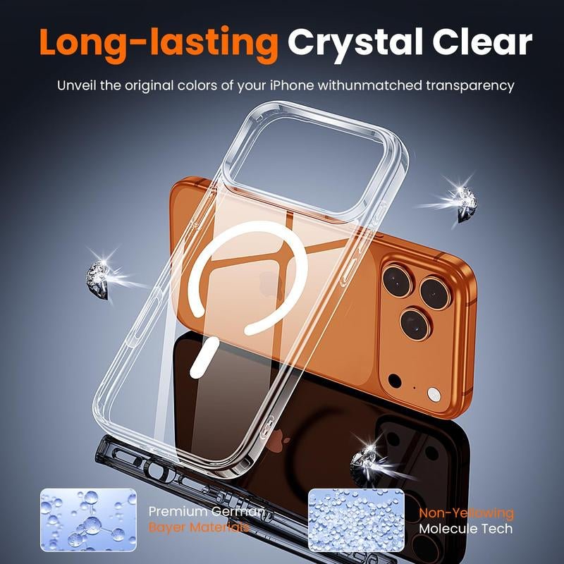 3 in 1 for Iphone 17 Pro Max Case Clear,Fits Magsafe, Not Yellowing, Screen Protector*1 Camera Lens Protector*1, Military - Grade Protection for Phone Cover 6.9 Inch, Black Friday - Raggs 2 Riches