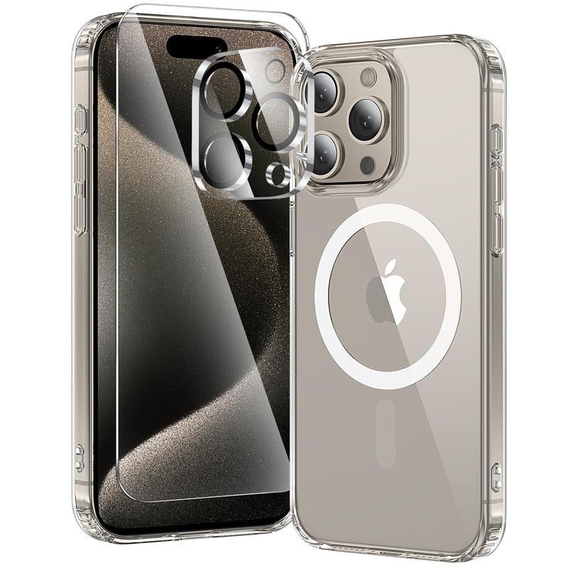 3 in 1 for Iphone 17 Pro Max Case Clear,Fits Magsafe, Not Yellowing, Screen Protector*1 Camera Lens Protector*1, Military - Grade Protection for Phone Cover 6.9 Inch, Black Friday - Raggs 2 Riches