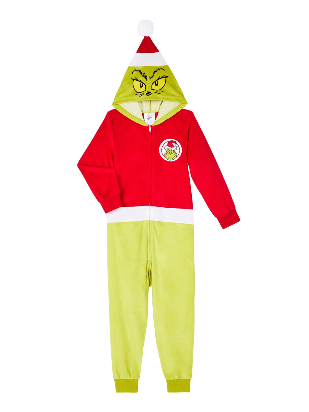 Grinch Boys Hooded Union Suit Pajama, Sizes 4-12