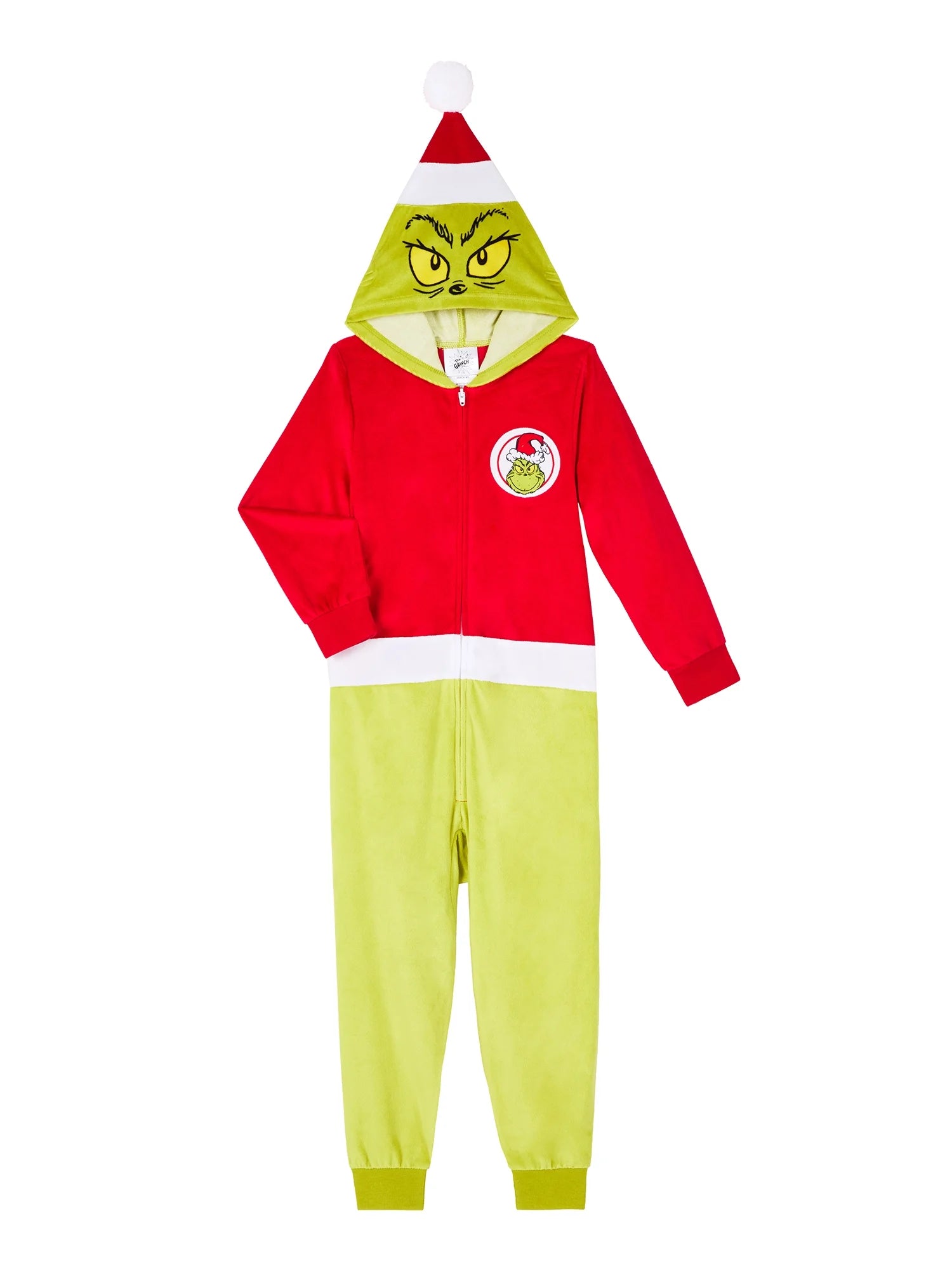 Grinch Boys Hooded Union Suit Pajama, Sizes 4-12