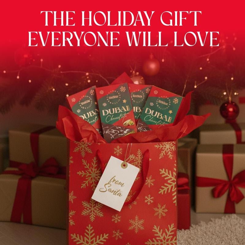 Beemax Limited Edition Christmas Dubai - Style Mini Chocolate Bar – 3 Oz of Luxurious Middle Eastern Indulgence | Premium Milk Chocolate with Golden Kadayif, Velvety Tahini & Hand - Harvested Pistachios | Holiday Gift Edition - Raggs 2 Riches