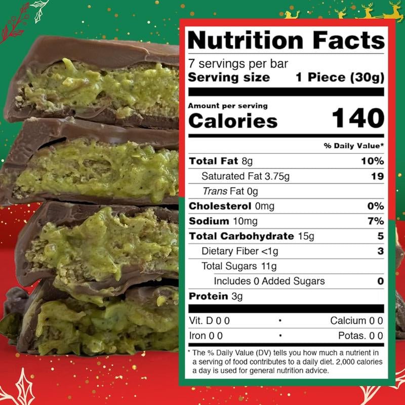 Beemax Limited Edition Christmas Dubai - Style Mini Chocolate Bar – 3 Oz of Luxurious Middle Eastern Indulgence | Premium Milk Chocolate with Golden Kadayif, Velvety Tahini & Hand - Harvested Pistachios | Holiday Gift Edition - Raggs 2 Riches