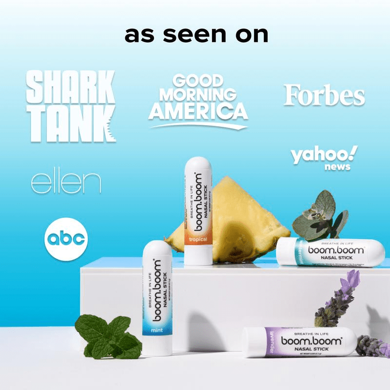 Boomboom Nasal Stick: Shark Tank Approved | Vapor Flow Technology for Easy Breathing - Raggs 2 Riches