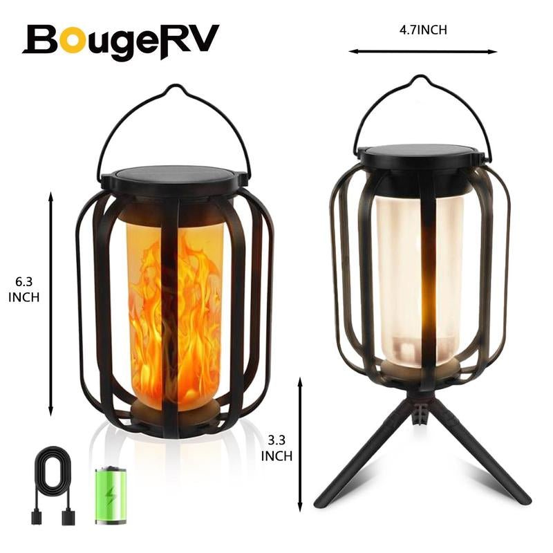 Bougerv Solar Lantern Outdoor Light - Waterproof Flickering Flame Effect, Energy Efficient, 9-Inch - Raggs 2 Riches