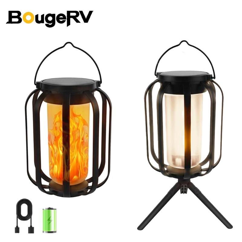 Bougerv Solar Lantern Outdoor Light - Waterproof Flickering Flame Effect, Energy Efficient, 9-Inch - Raggs 2 Riches