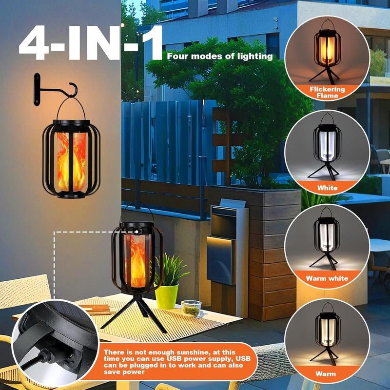 Bougerv Solar Lantern Outdoor Light - Waterproof Flickering Flame Effect, Energy Efficient, 9-Inch - Raggs 2 Riches