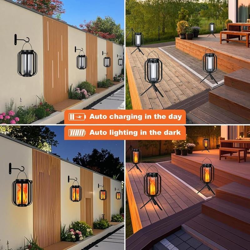 Bougerv Solar Lantern Outdoor Light - Waterproof Flickering Flame Effect, Energy Efficient, 9-Inch - Raggs 2 Riches