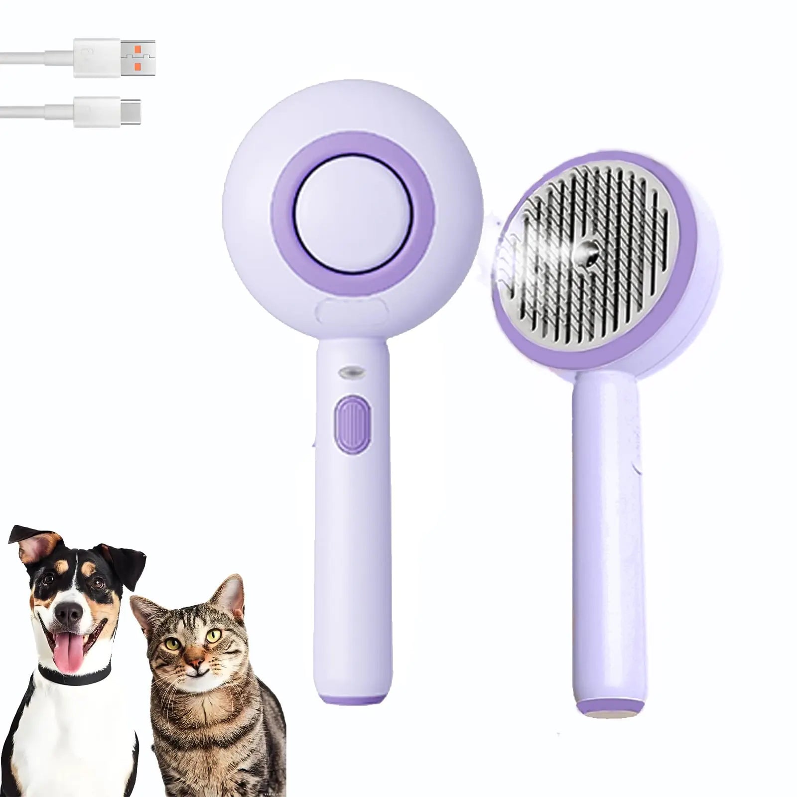 Cat Steam Brush Self Cleaning Pet Spray Hair Removal Comb with Release Button 3 In 1 Cat Brush for Indoor Cats Waterproof Pet Grooming Brush for Long Short Haired Dogs Cats - Raggs 2 Riches
