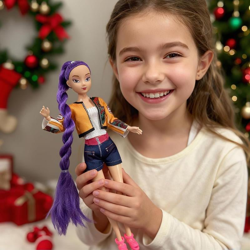 [Christmas Gift] K - Pop Demon Hunters Anime Action Figure Doll Set of 3 Rumi Mira Zoey 11.5 - 12 Inches Joint Movable Collectible Dolls for Fans Kids Desk Display Halloween - Raggs 2 Riches