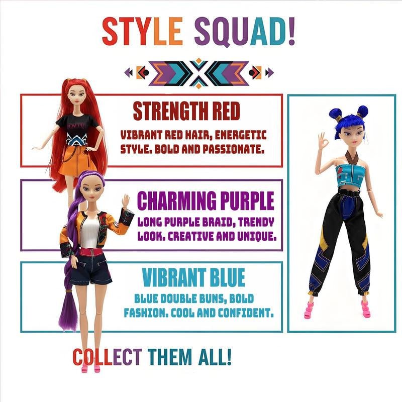 [Christmas Gift] K - Pop Demon Hunters Anime Action Figure Doll Set of 3 Rumi Mira Zoey 11.5 - 12 Inches Joint Movable Collectible Dolls for Fans Kids Desk Display Halloween - Raggs 2 Riches