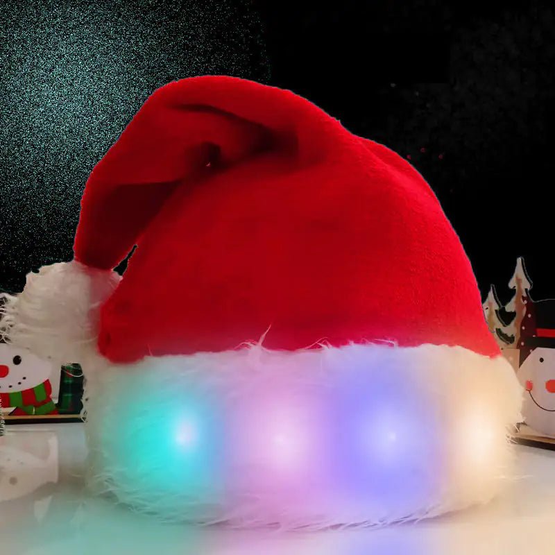 LED Light Plush Santa Hat - Christmas Decor for Kids & Adults - Raggs 2 Riches