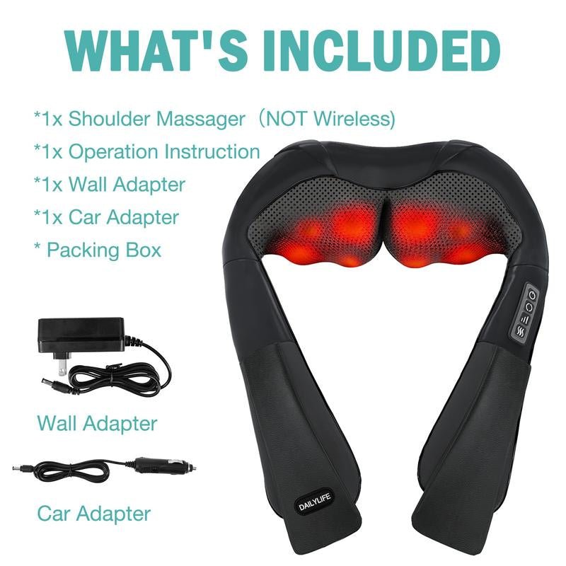 DAILYLIFE Shiatsu Neck and Back Massager, Electric Shoulder Massager, Car Neck Massage Pillow for Neck, Back, Shoulder, Foot, Leg Massage, Relieve Muscle Pain, Perfect Present for Man/Woman/Family - Raggs 2 Riches