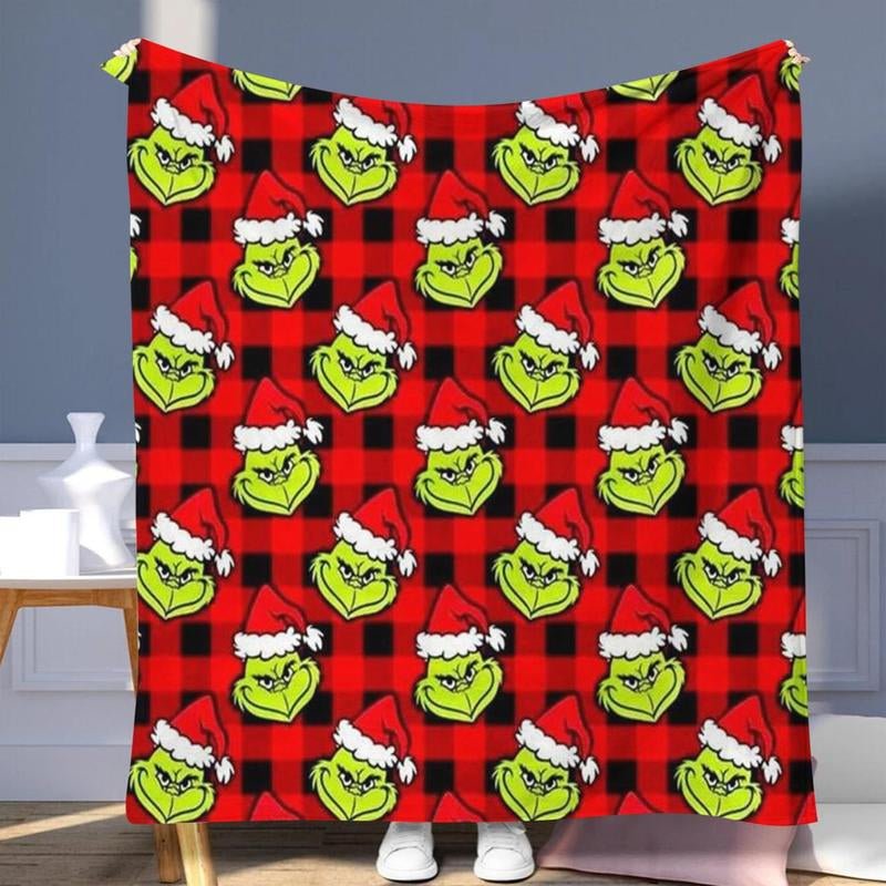 Cozy Grinch Pattern Throw Blanket - Soft & Warm for Home & Travel - Raggs 2 Riches