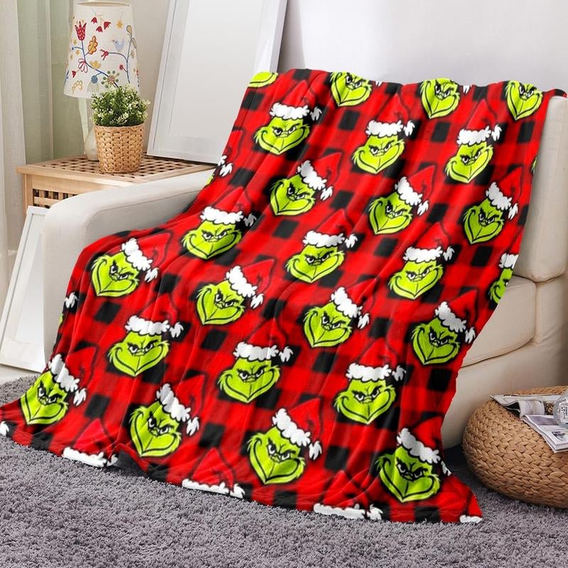 Cozy Grinch Pattern Throw Blanket - Soft & Warm for Home & Travel - Raggs 2 Riches