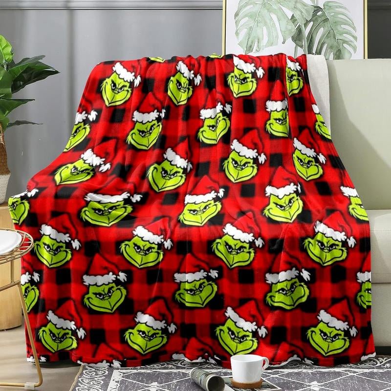 Cozy Grinch Pattern Throw Blanket - Soft & Warm for Home & Travel - Raggs 2 Riches