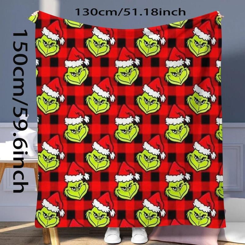 Cozy Grinch Pattern Throw Blanket - Soft & Warm for Home & Travel - Raggs 2 Riches