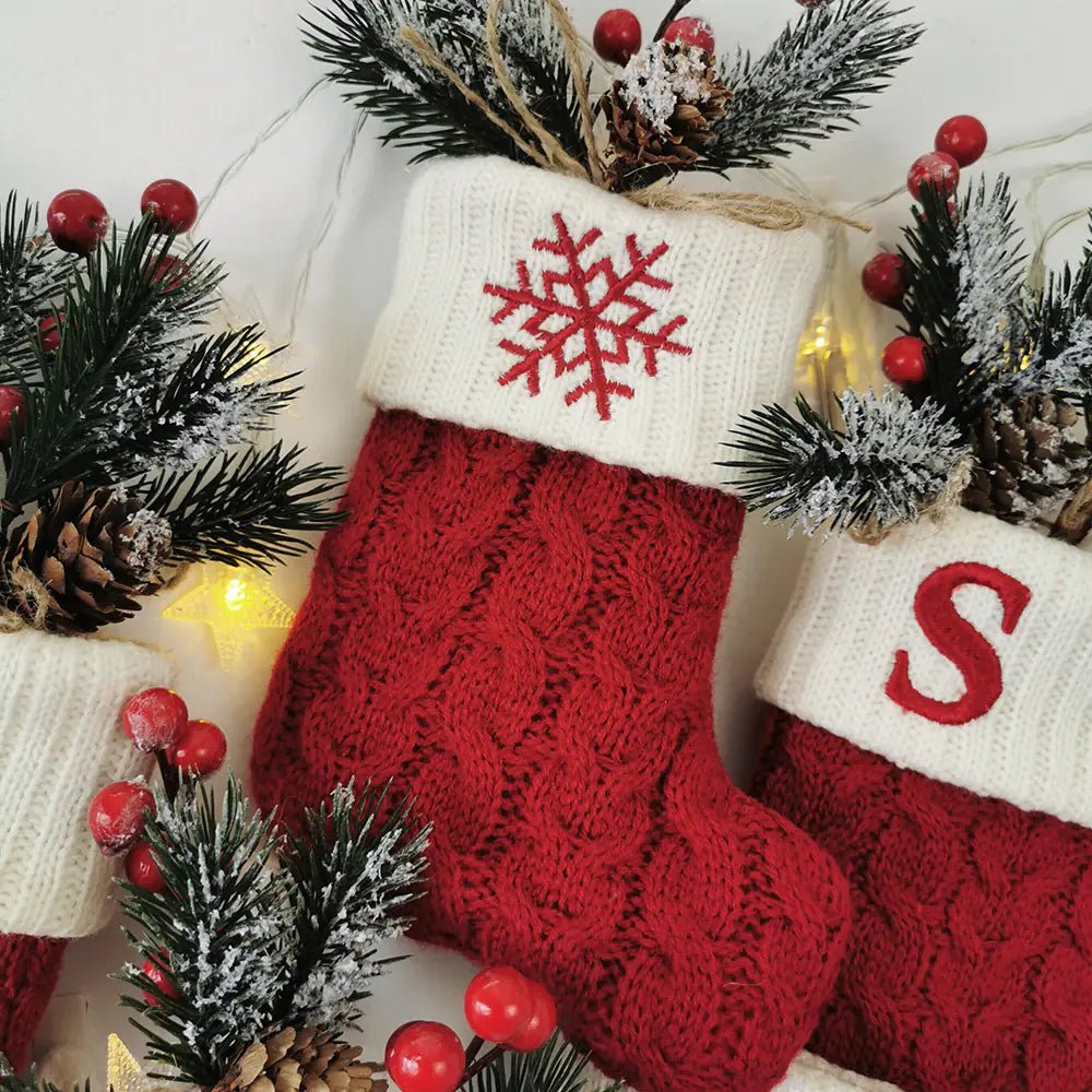 Knitted Christmas Letter Socks - Raggs 2 Riches