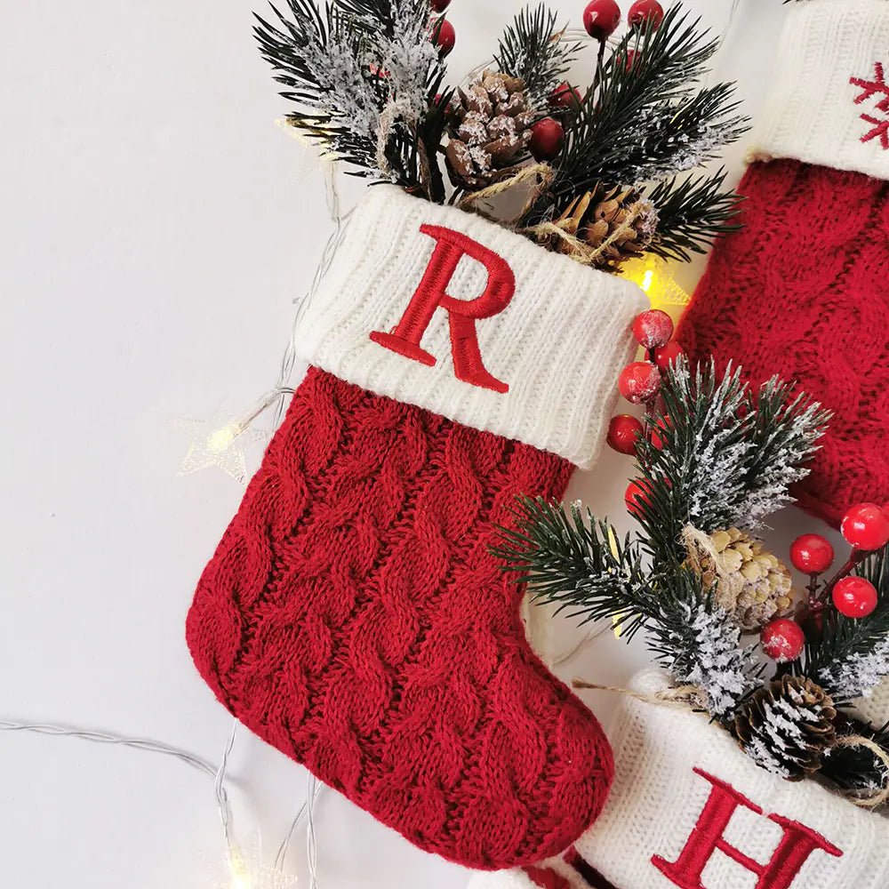 Knitted Christmas Letter Socks - Raggs 2 Riches