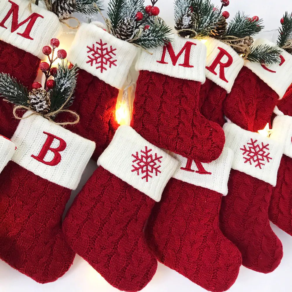 Knitted Christmas Letter Socks - Raggs 2 Riches
