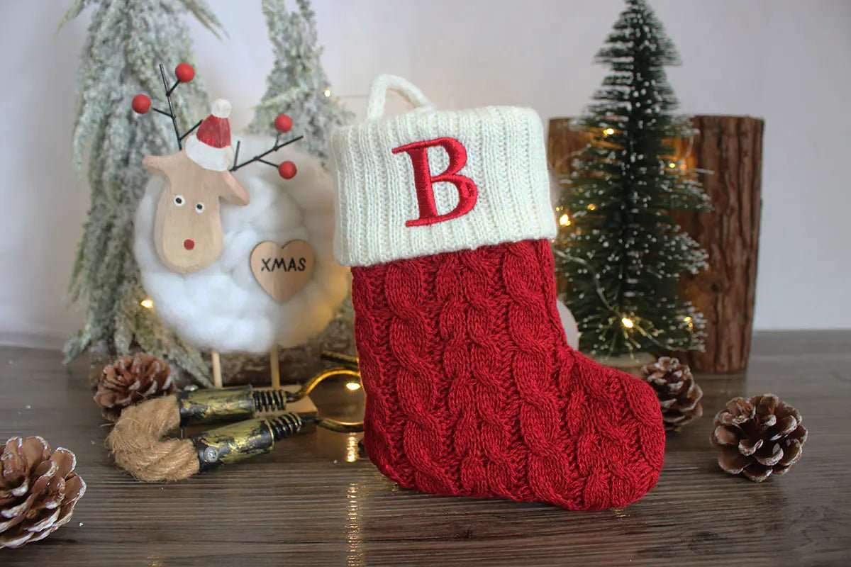 Knitted Christmas Letter Socks - Raggs 2 Riches