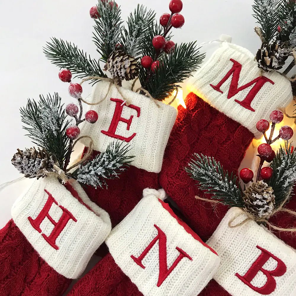 Knitted Christmas Letter Socks - Raggs 2 Riches