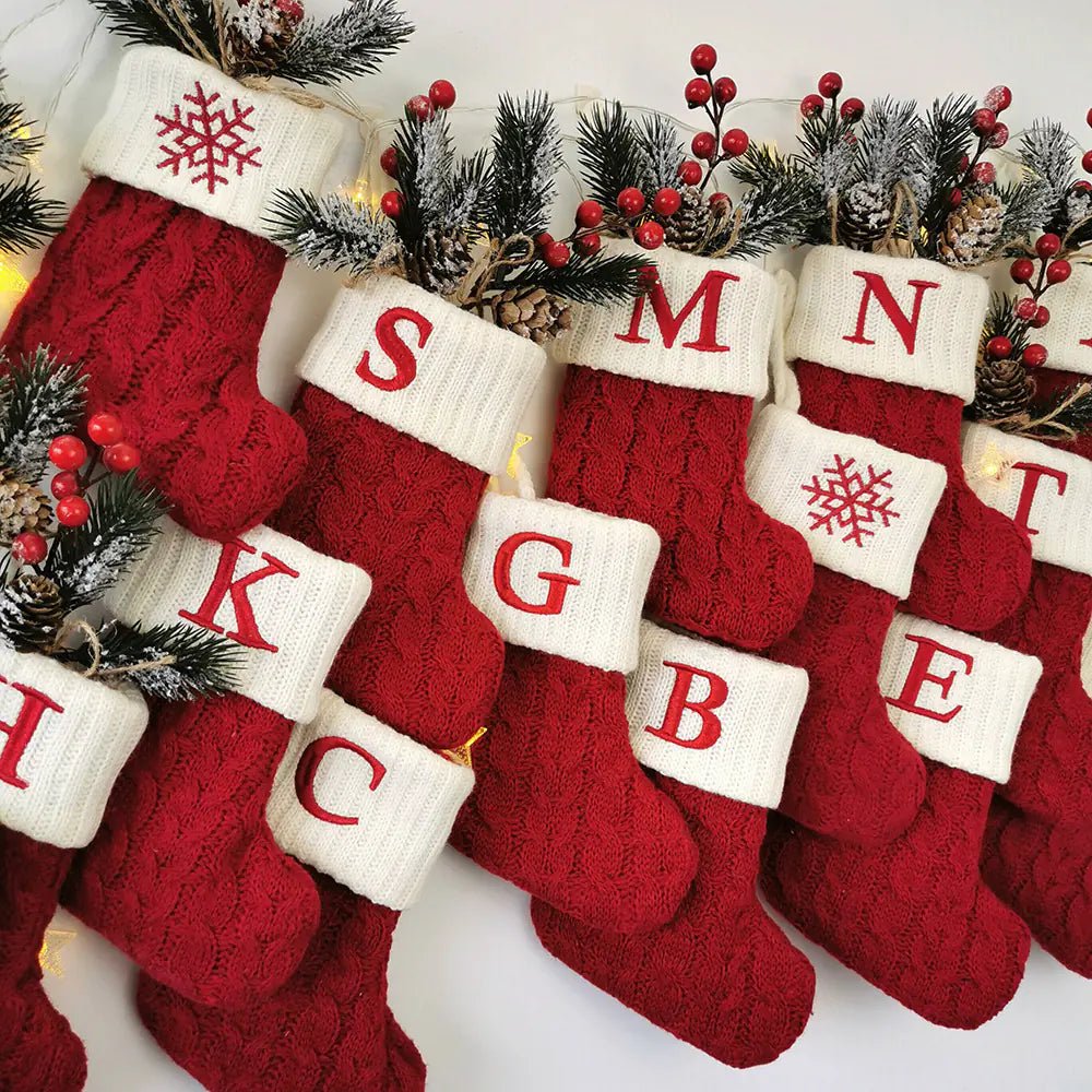 Knitted Christmas Letter Socks - Raggs 2 Riches