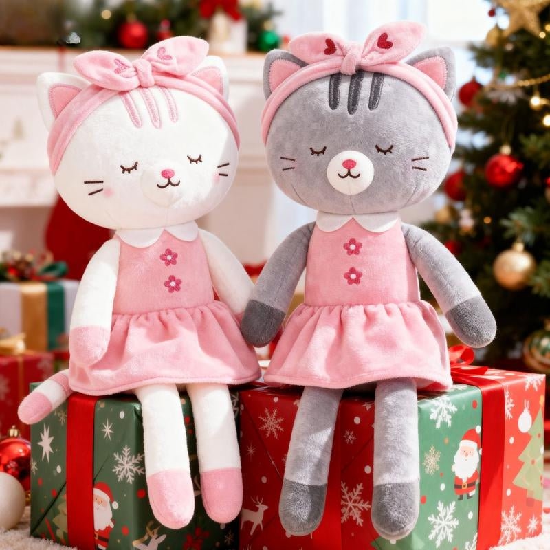 15'' Christmas Plush Cat Doll - Adorable Xmas Gift for Baby Girls - Raggs 2 Riches