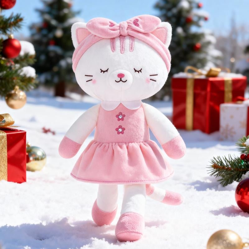 15'' Christmas Plush Cat Doll - Adorable Xmas Gift for Baby Girls - Raggs 2 Riches