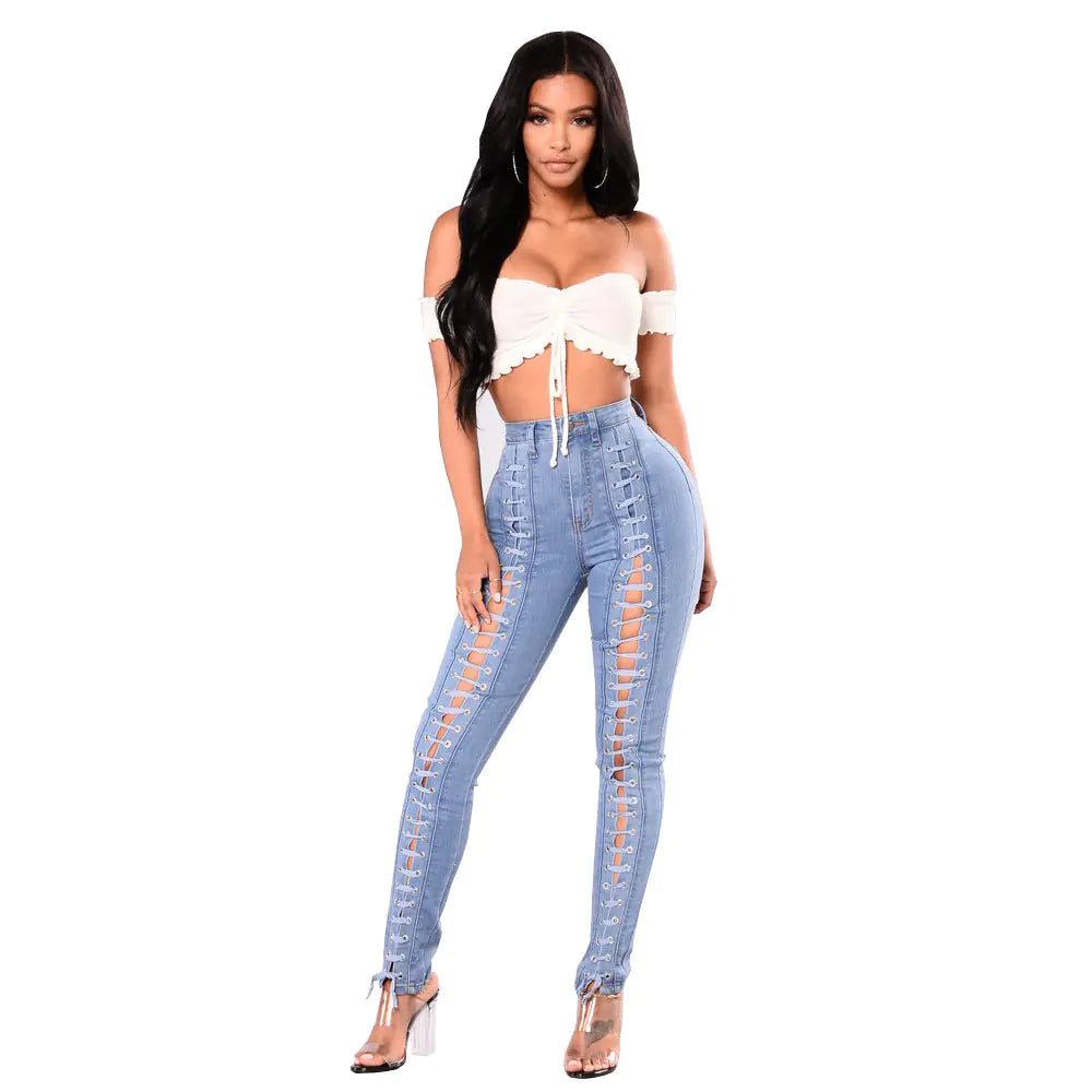 Light Blue Bandage Jeans for Women - Wholesale Supply - Raggs 2 Riches