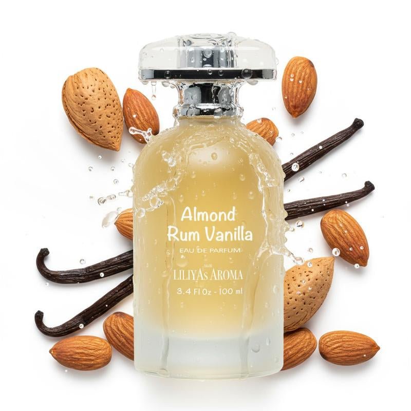 Liliya’S Aroma Almond, Rum & Vanilla Eau De Parfum – 3.4 Fl Oz | Warm Gourmand Fragrance for Men & Women | Bitter Almond, Orchid & Sandalwood Notes | Long - Lasting Vegan Perfume - Raggs 2 Riches
