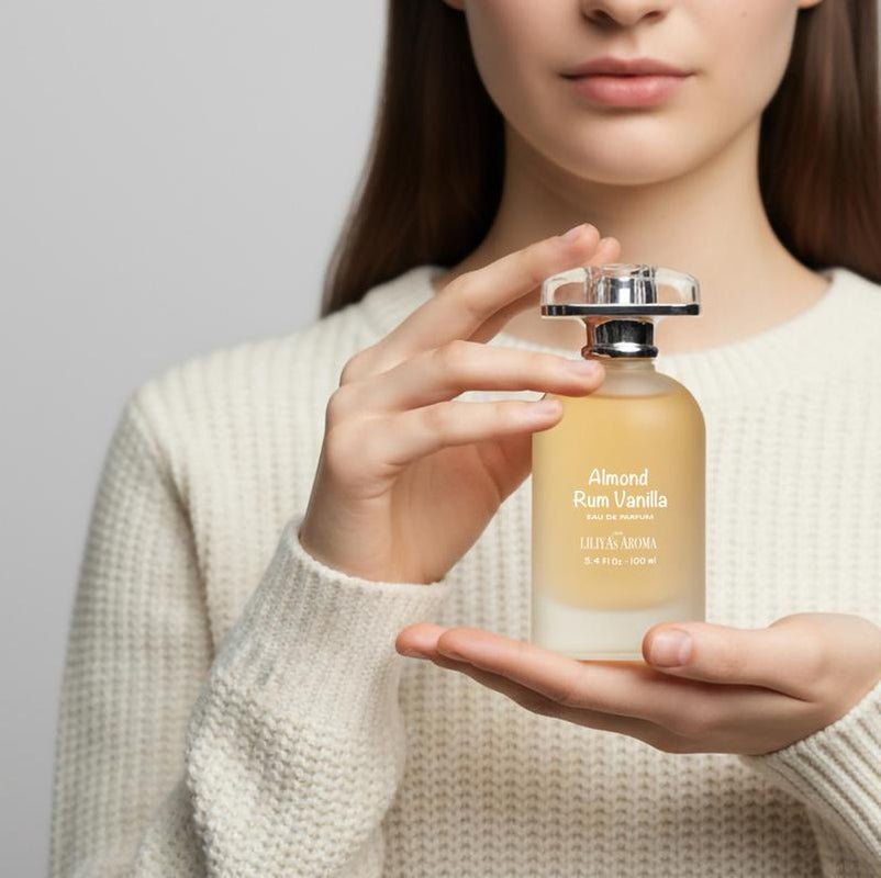 Liliya’S Aroma Almond, Rum & Vanilla Eau De Parfum – 3.4 Fl Oz | Warm Gourmand Fragrance for Men & Women | Bitter Almond, Orchid & Sandalwood Notes | Long - Lasting Vegan Perfume - Raggs 2 Riches