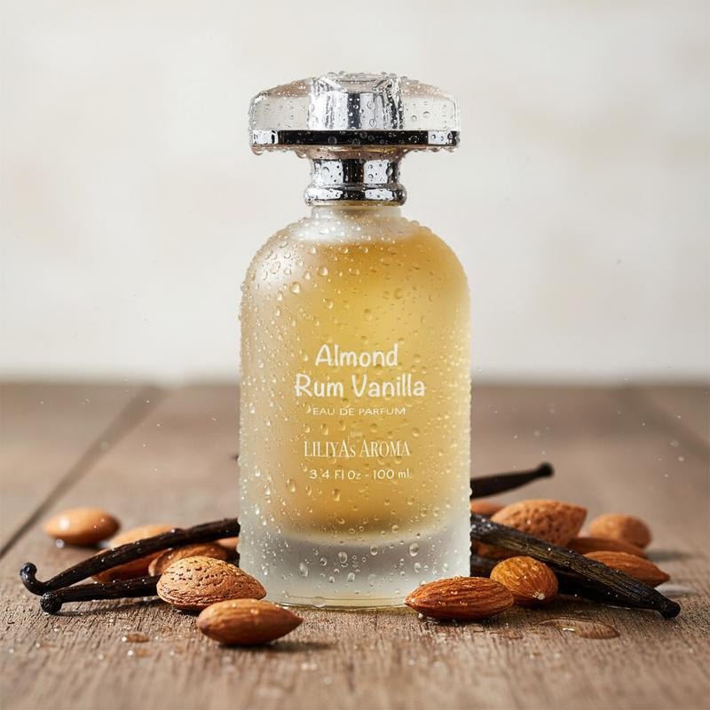 Liliya’S Aroma Almond, Rum & Vanilla Eau De Parfum – 3.4 Fl Oz | Warm Gourmand Fragrance for Men & Women | Bitter Almond, Orchid & Sandalwood Notes | Long - Lasting Vegan Perfume - Raggs 2 Riches