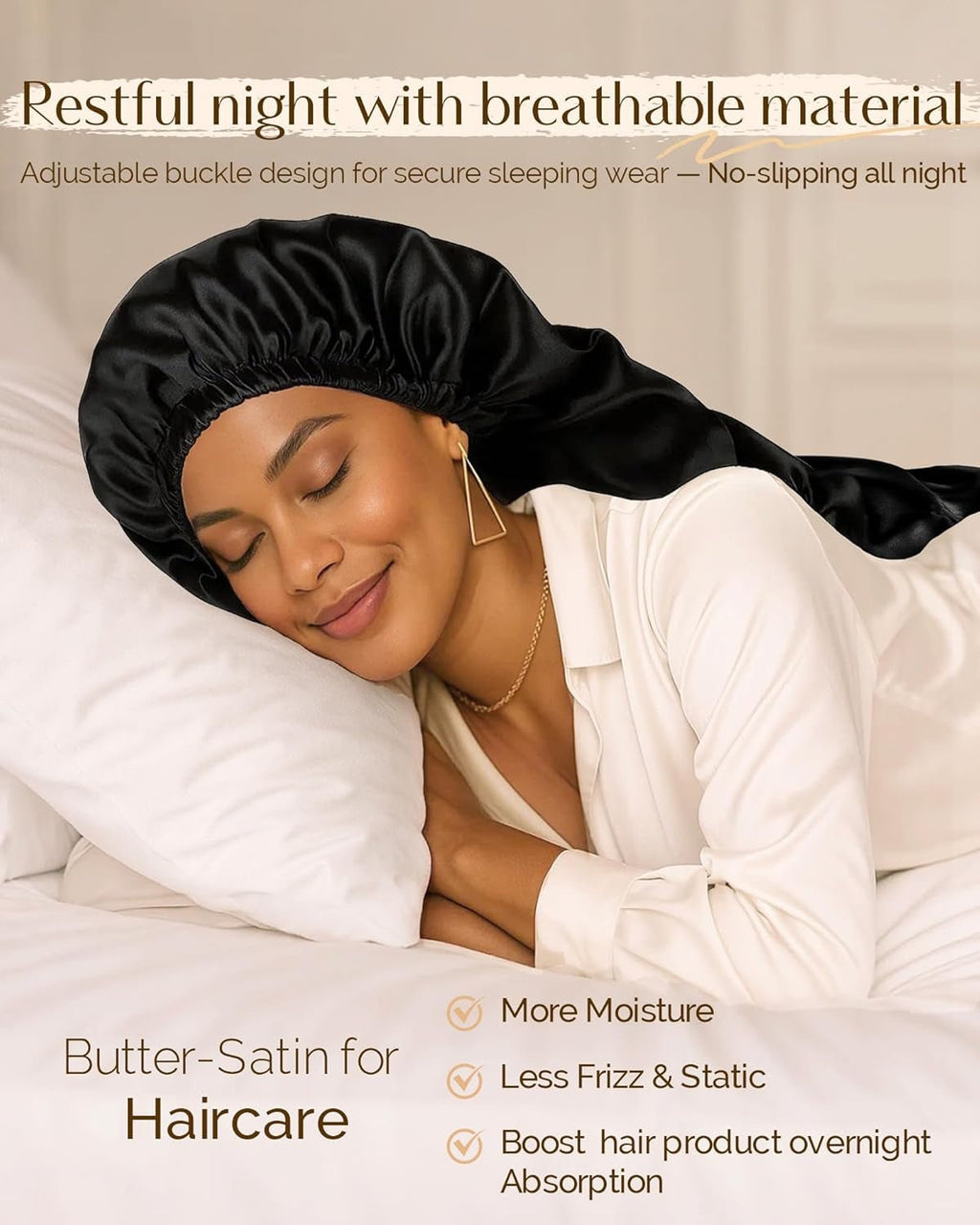 Long Bonnet Braid Bonnet for Sleeping Adjustable Satin Silk Bonnet for Braids Sleep Bonnet for Women Locs - Raggs 2 Riches