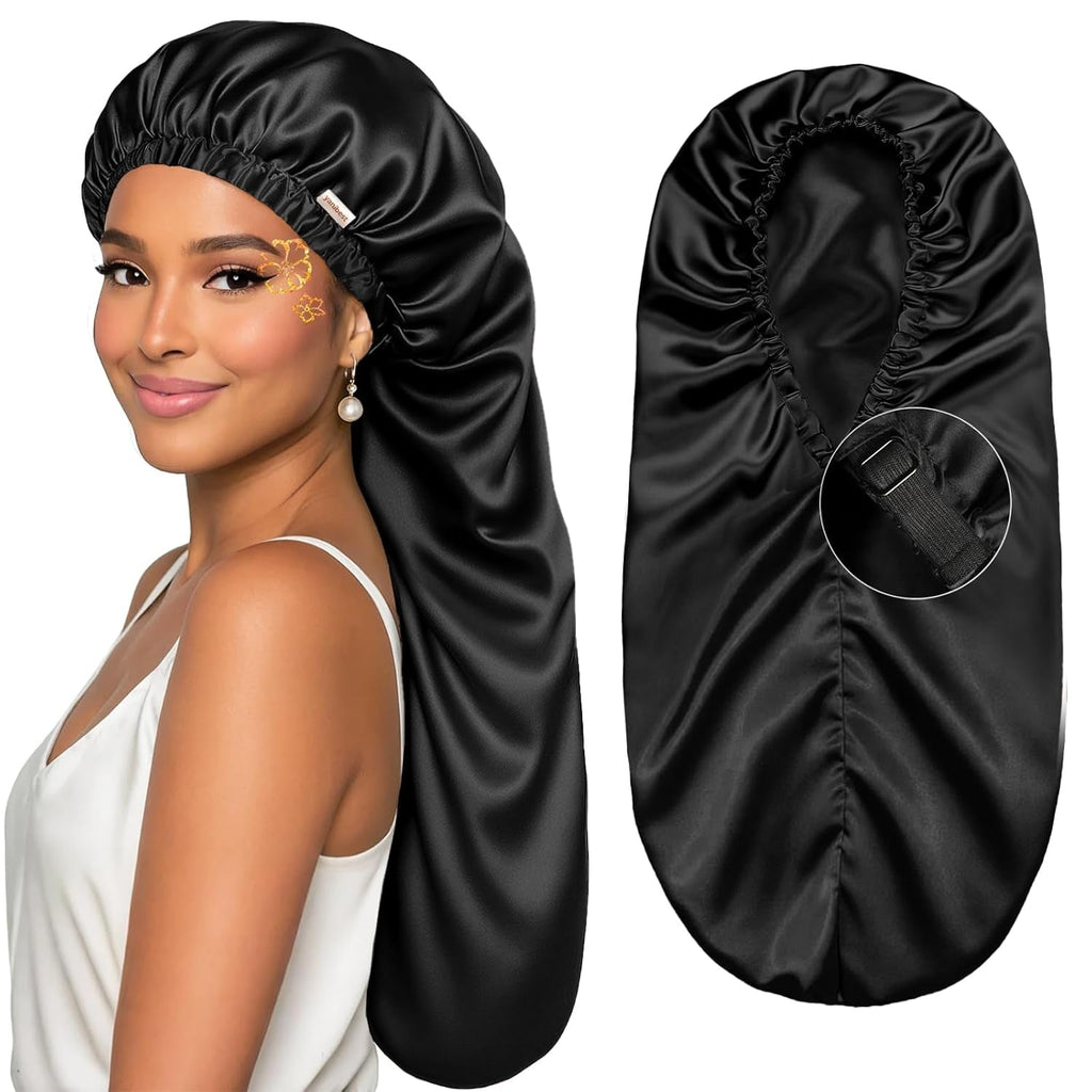 Long Bonnet Braid Bonnet for Sleeping Adjustable Satin Silk Bonnet for Braids Sleep Bonnet for Women Locs - Raggs 2 Riches