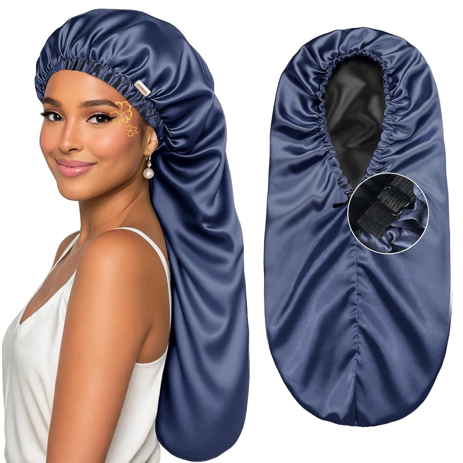 Long Bonnet Braid Bonnet for Sleeping Adjustable Satin Silk Bonnet for Braids Sleep Bonnet for Women Locs - Raggs 2 Riches