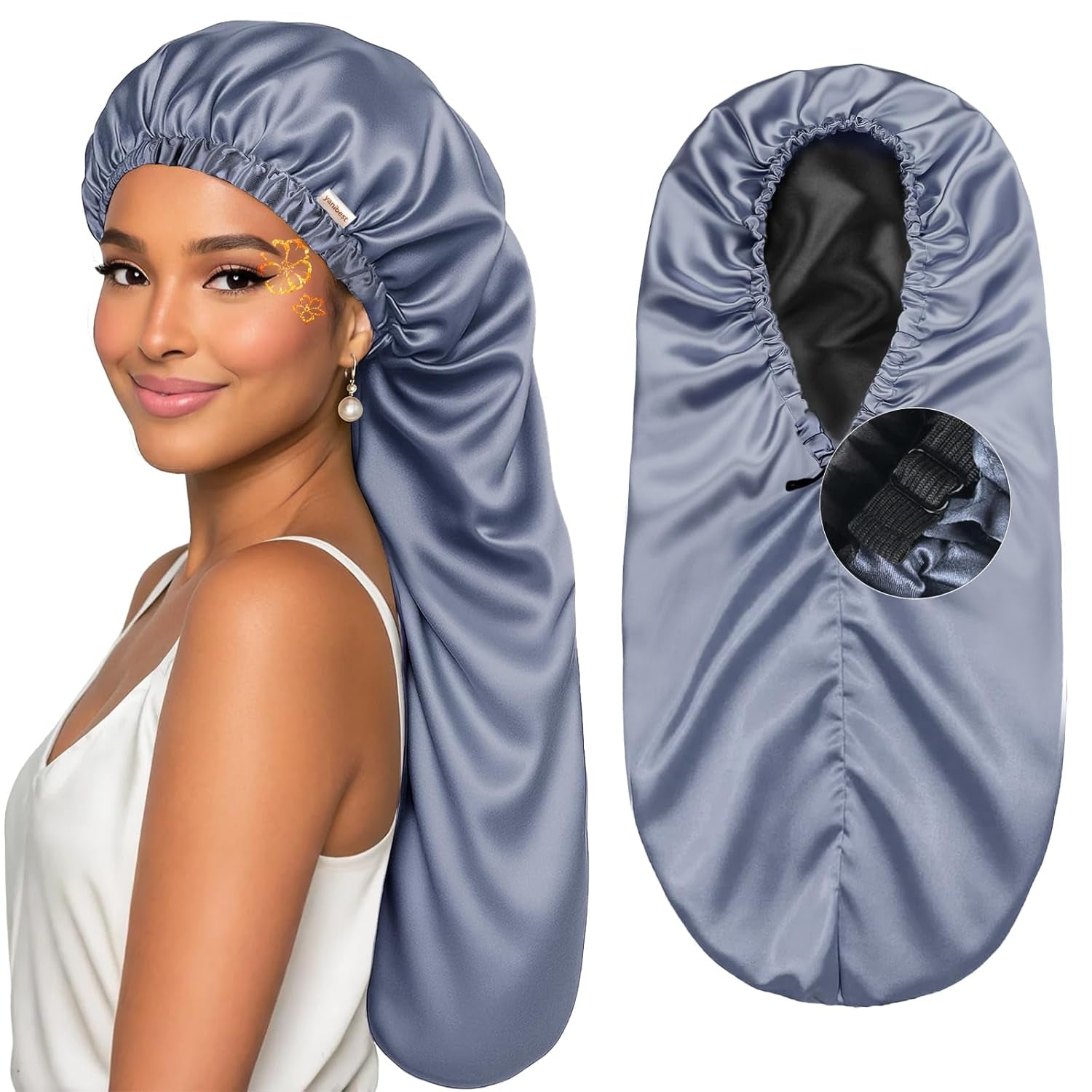 Long Bonnet Braid Bonnet for Sleeping Adjustable Satin Silk Bonnet for Braids Sleep Bonnet for Women Locs - Raggs 2 Riches