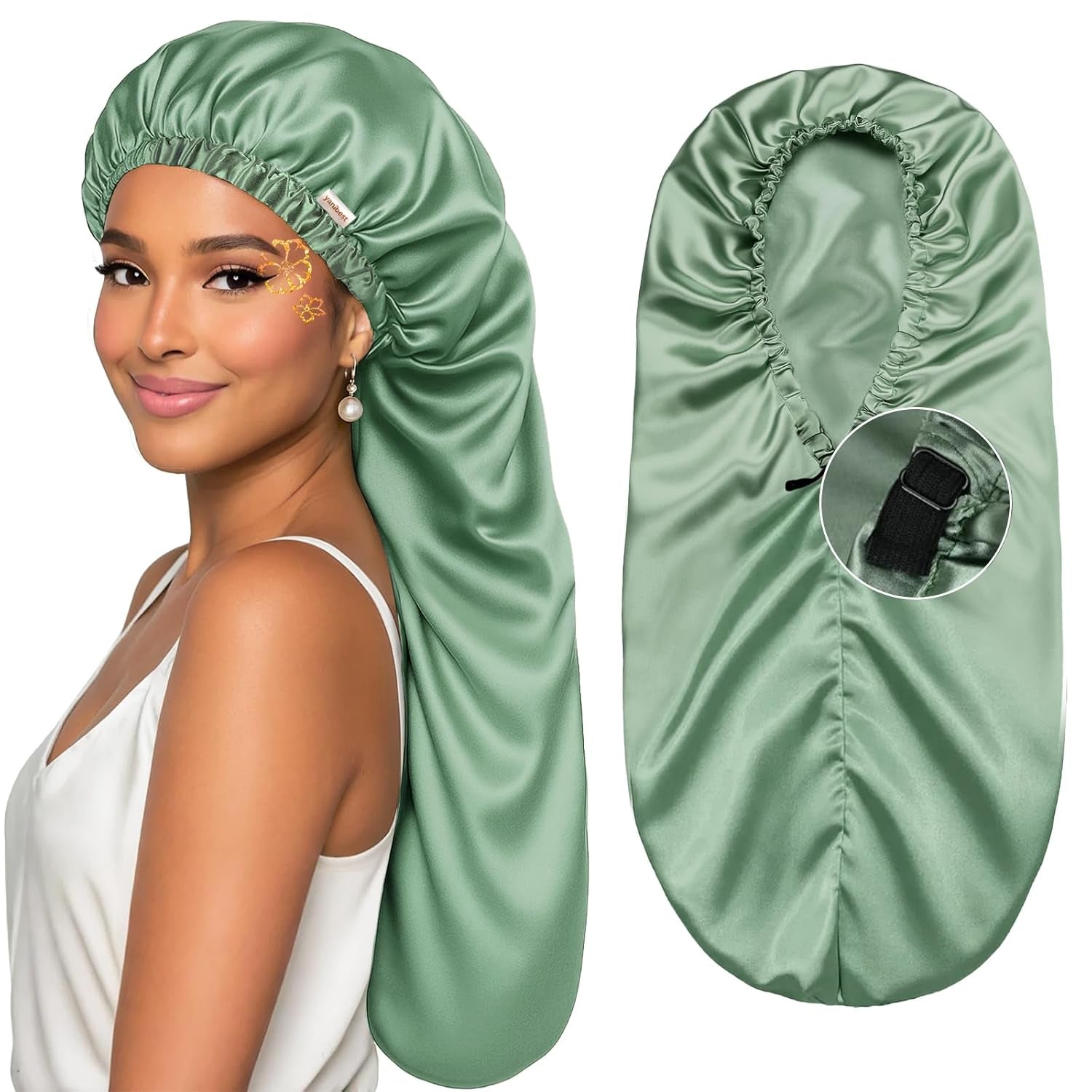 Long Bonnet Braid Bonnet for Sleeping Adjustable Satin Silk Bonnet for Braids Sleep Bonnet for Women Locs - Raggs 2 Riches