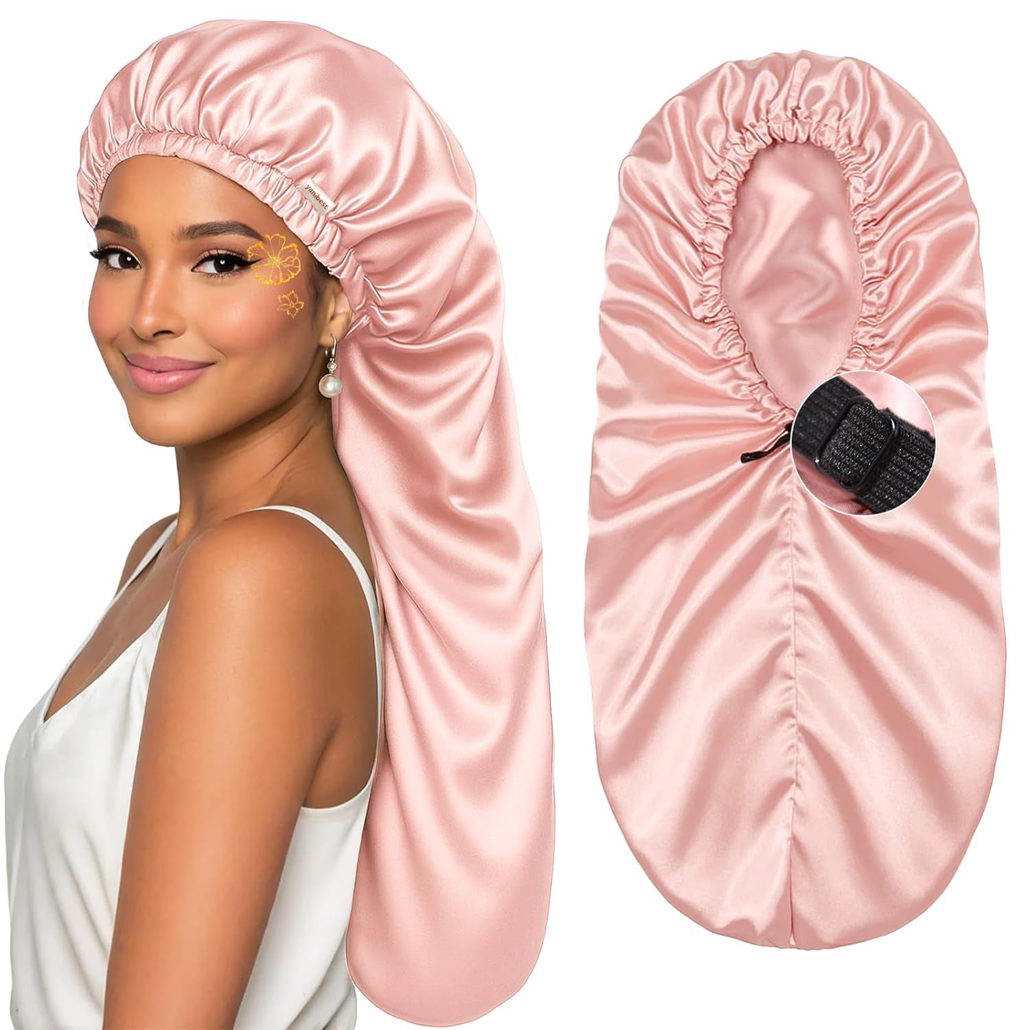 Long Bonnet Braid Bonnet for Sleeping Adjustable Satin Silk Bonnet for Braids Sleep Bonnet for Women Locs - Raggs 2 Riches