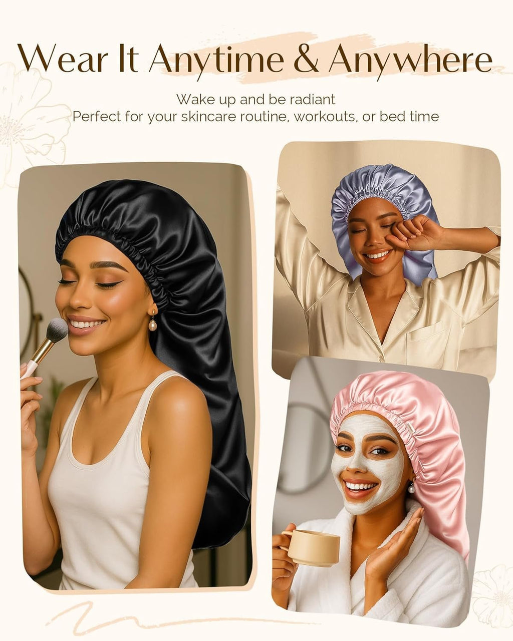 Long Bonnet Braid Bonnet for Sleeping Adjustable Satin Silk Bonnet for Braids Sleep Bonnet for Women Locs - Raggs 2 Riches