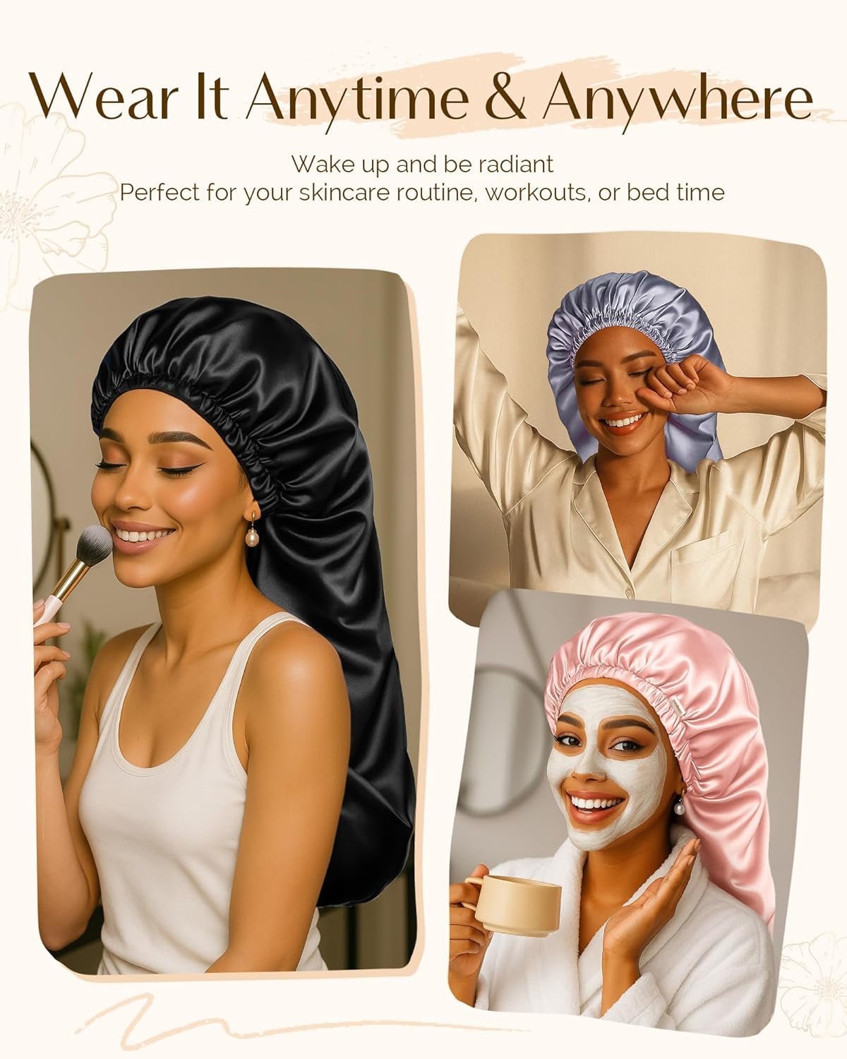 Long Bonnet Braid Bonnet for Sleeping Adjustable Satin Silk Bonnet for Braids Sleep Bonnet for Women Locs - Raggs 2 Riches