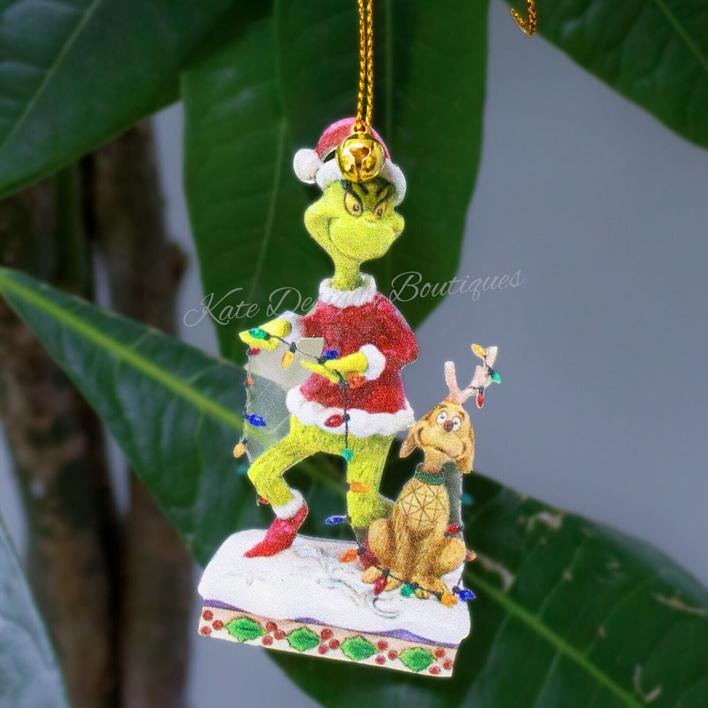 Merry Christmas Grinch Ornaments Xmas Tree Hanging Decoration Figure Pendant - Raggs 2 Riches