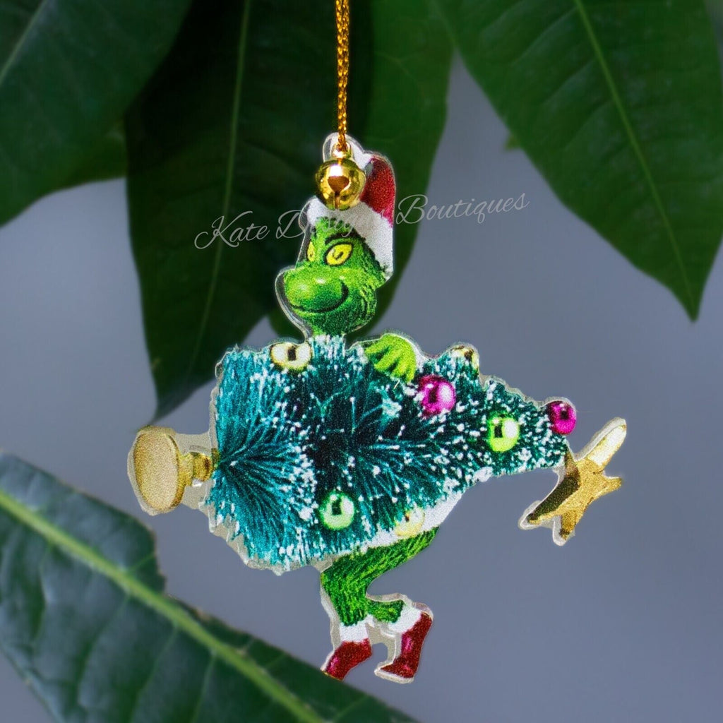 Merry Christmas Grinch Ornaments Xmas Tree Hanging Decoration Figure Pendant - Raggs 2 Riches