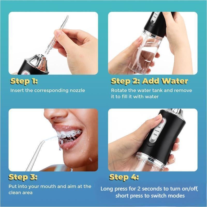 Rechargeable Electric Water Flosser Kit for Home & Travel - Raggs 2 Riches