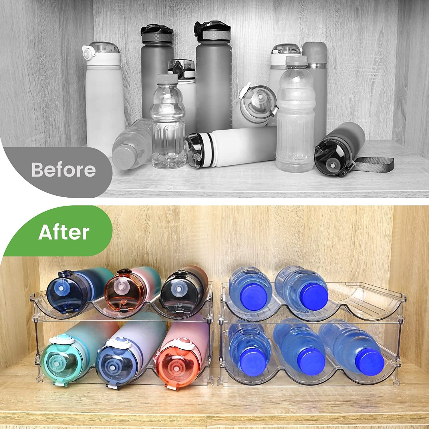 Stackable Water Bottle Organizer - 2 Pack - T'S Amazing Goods